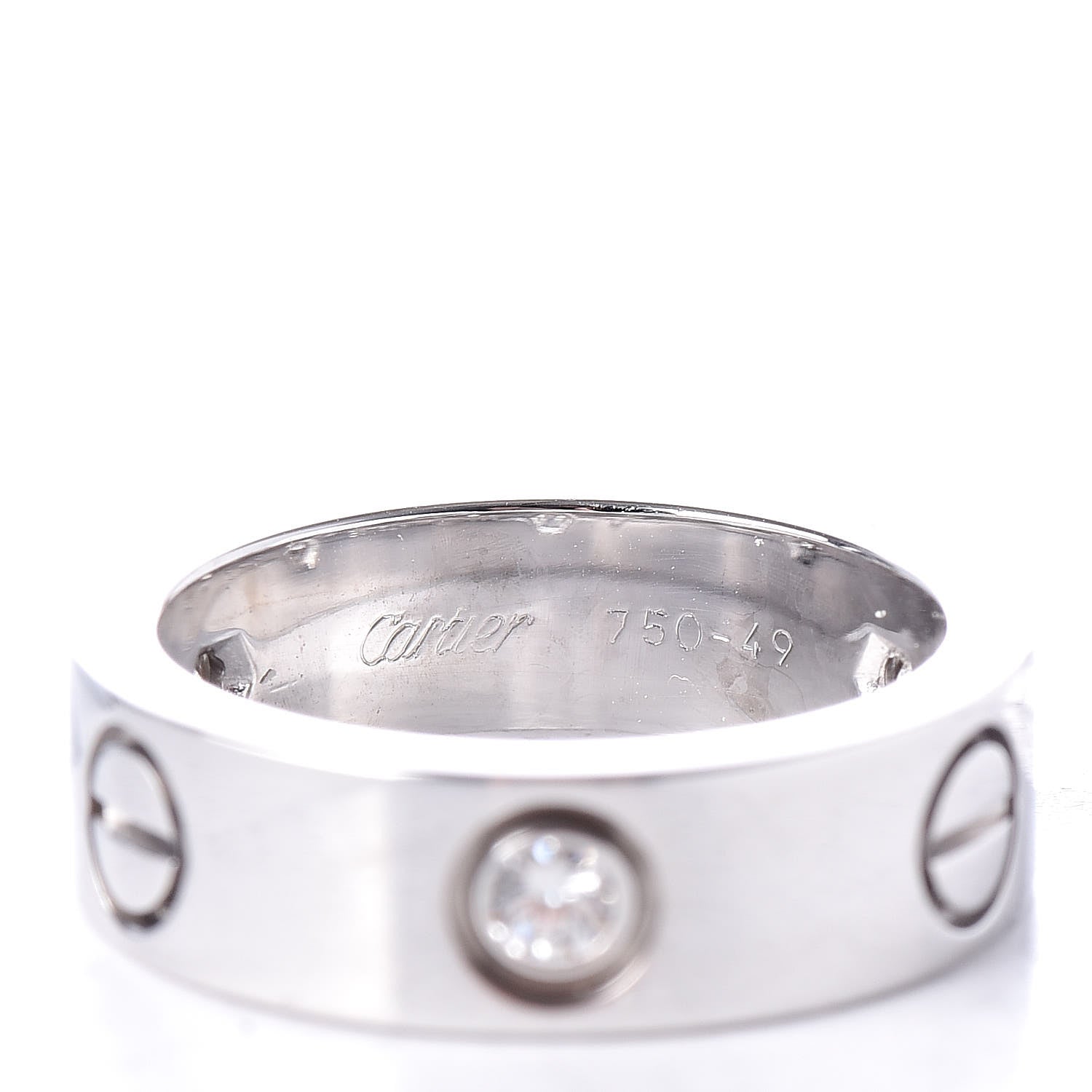 Cartier 18K White Gold 3 Diamond LOVE Ring 49 4.75 5 of 6