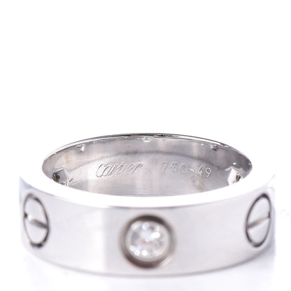 Cartier 18K White Gold 3 Diamond LOVE Ring 49 4.75 5 of 6