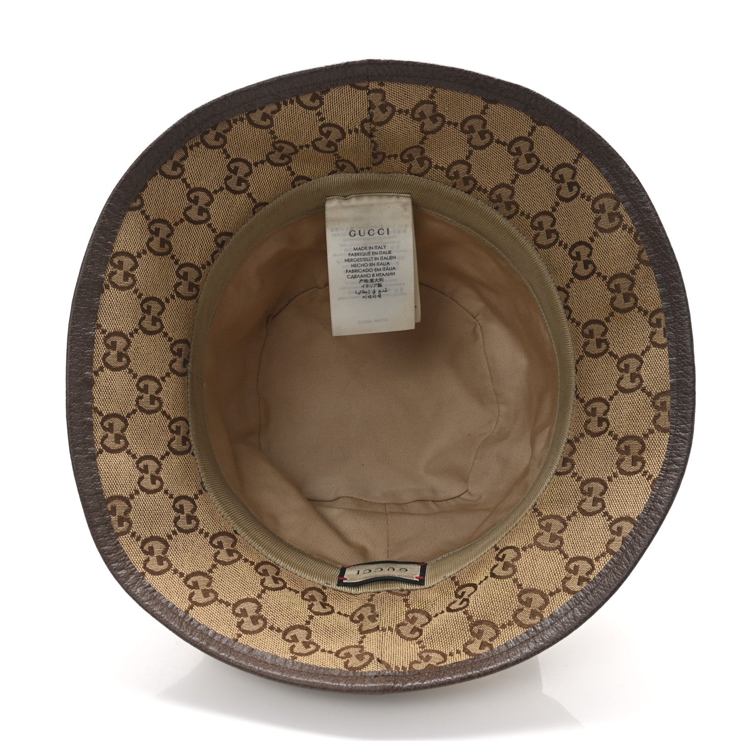 Gucci Monogram Textured Dollar Calfskin GG Jago Bucket Hat XL Cacao Beige 7 of 9