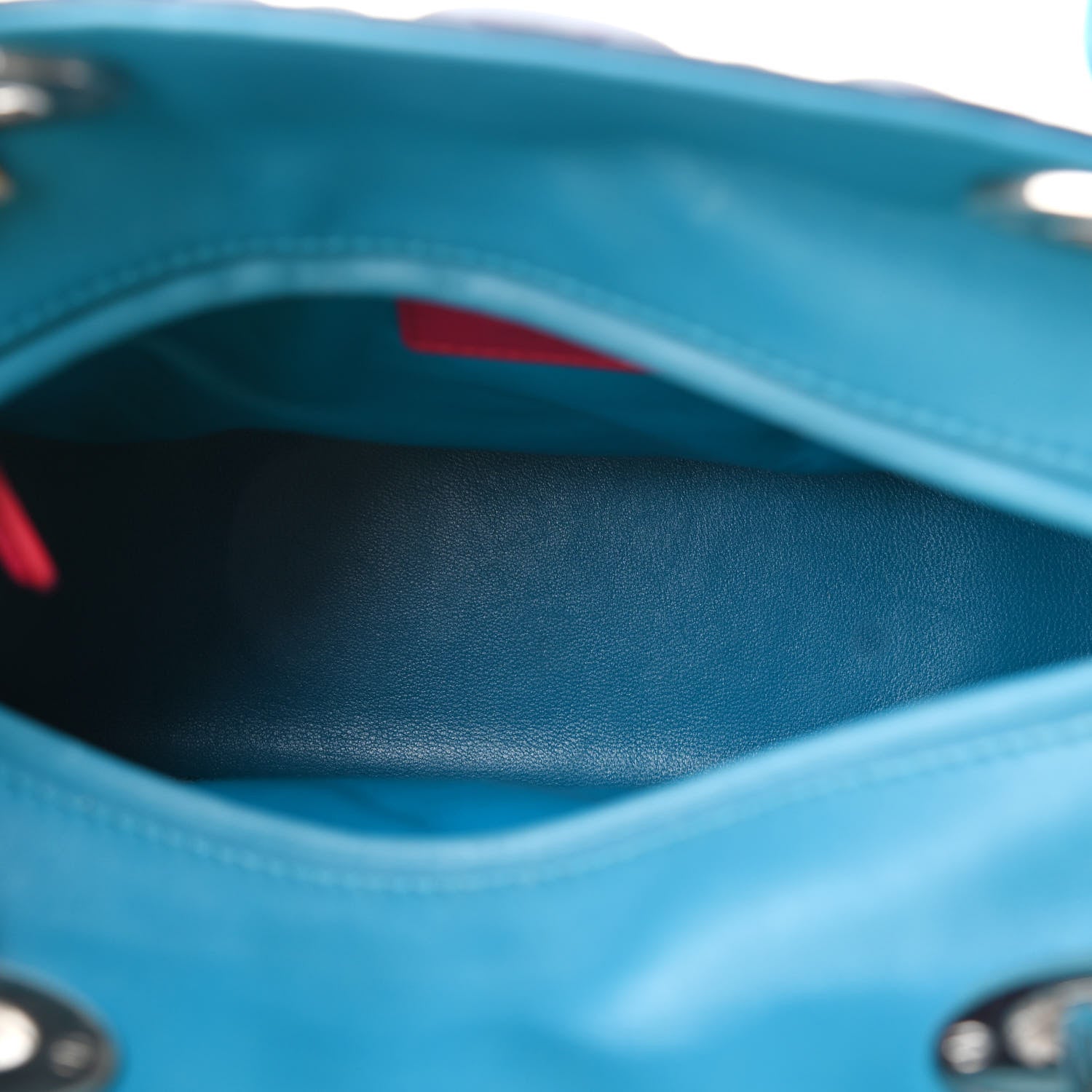 Christian Dior Lambskin Cannage Medium Tri-Color Lady Dior Sapphire Fuchsia Turquoise 5 of 10
