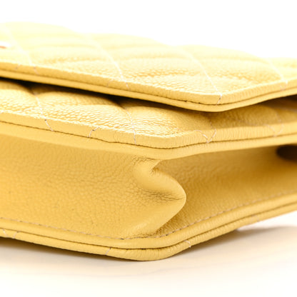 Chanel Caviar Quilted Tiny CC Wallet On Chain WOC Yellow 11 of 13