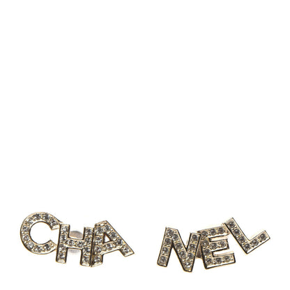 Chanel Crystal Pearl Signature Stud Earrings Gold 1 of 5