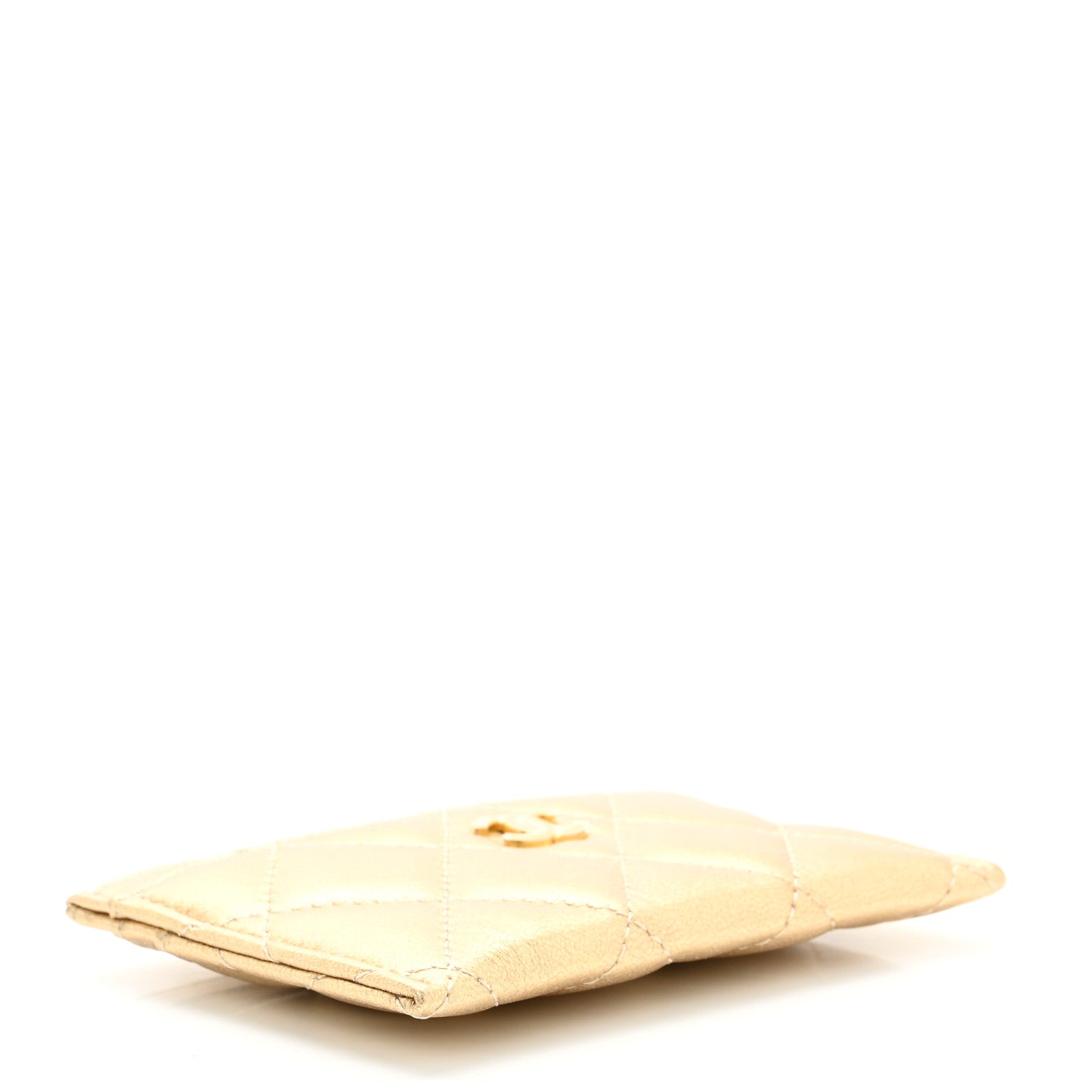 Chanel Metallic Lambskin Quilted CC Card Holder Gold 4 of 9