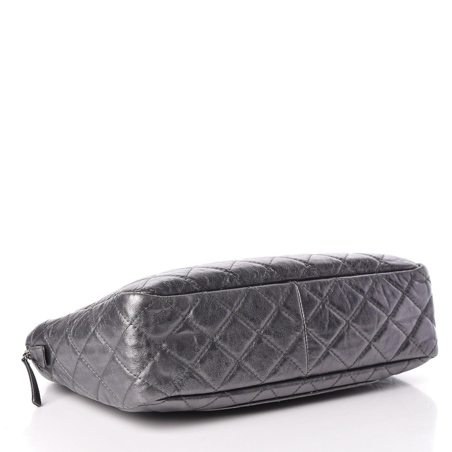 Metallic Aged Calfskin Quilted Large Reissue Camera Case Silver