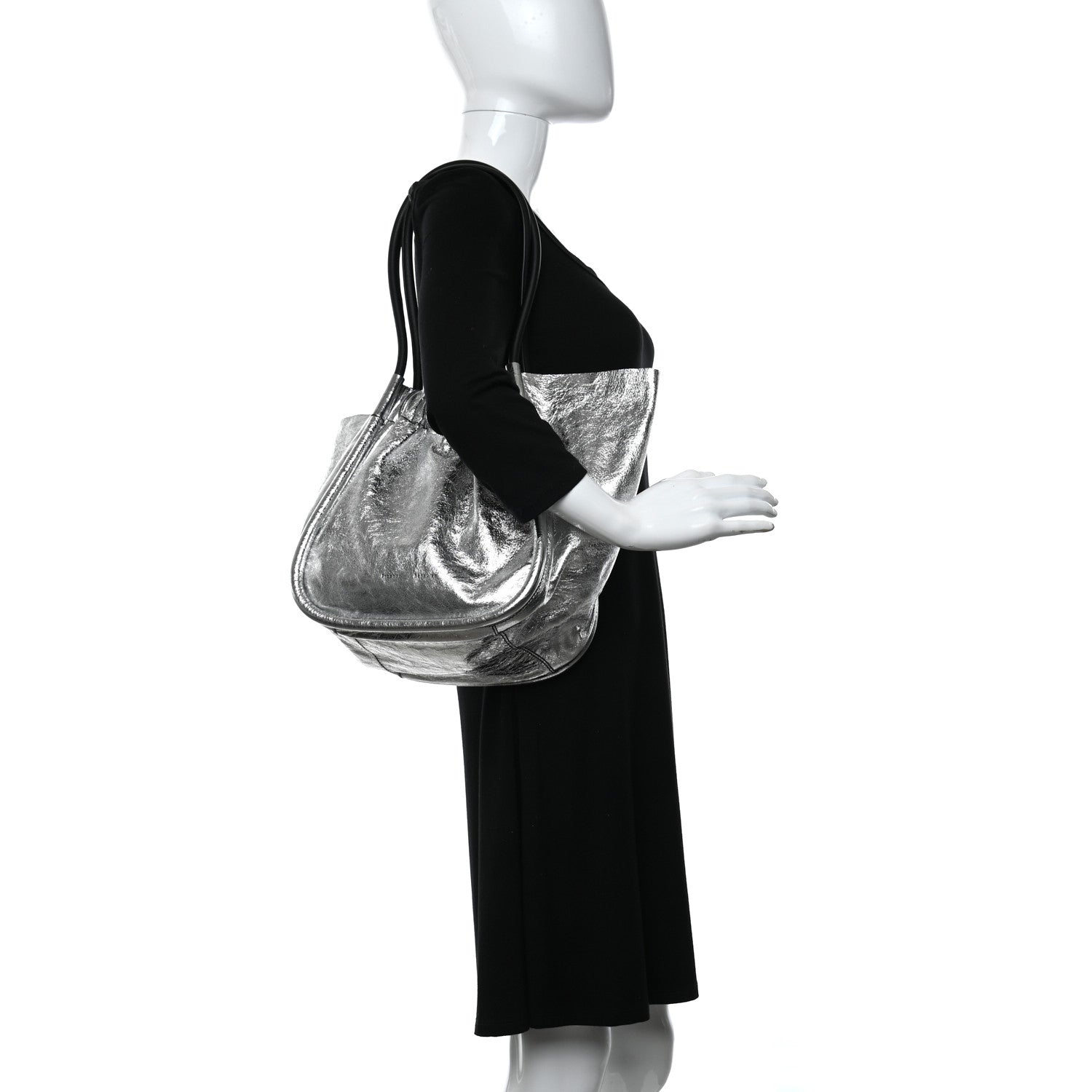 Proenza Schouler Metallic Calfskin Large Ruched Tote Silver 3 of 9