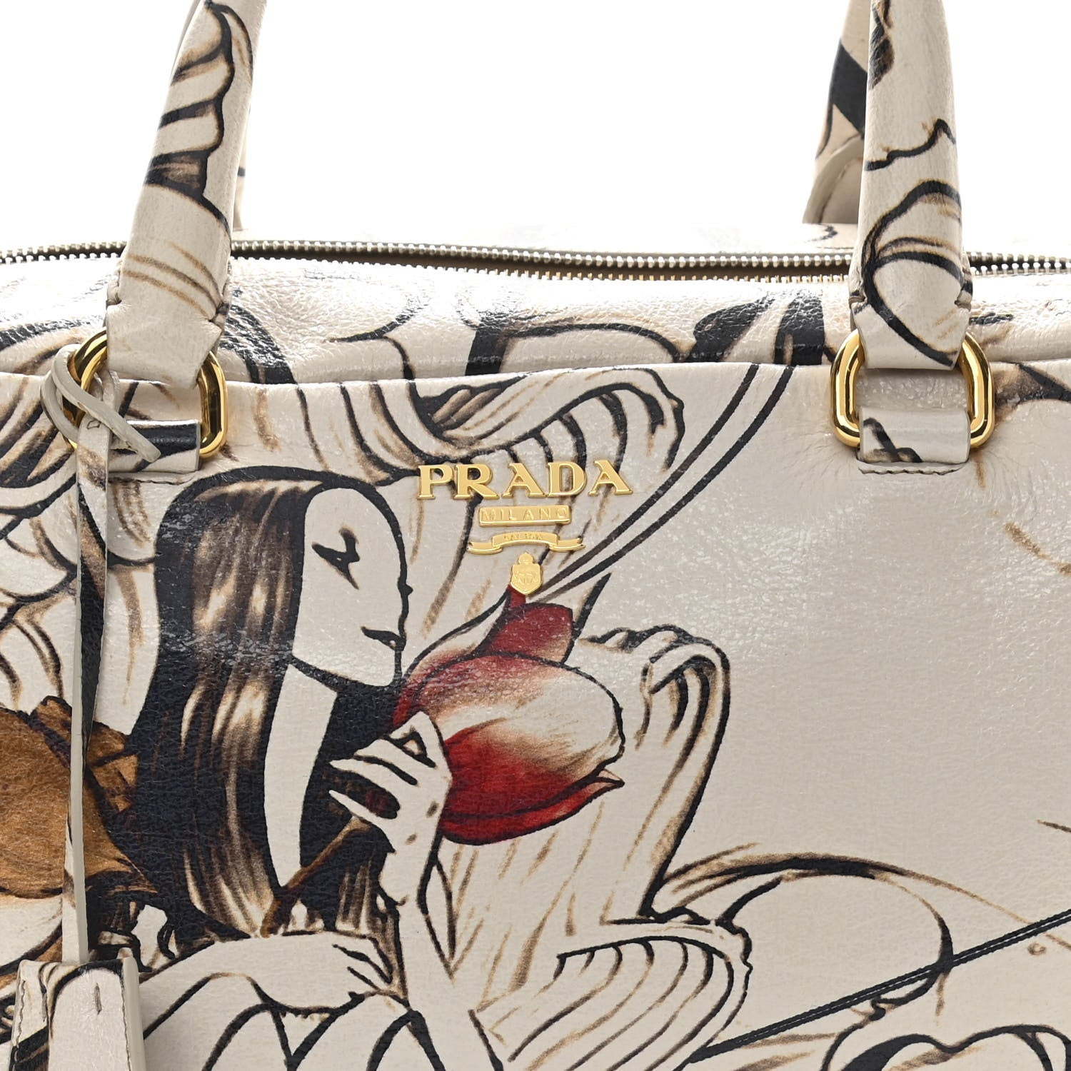 Prada X JAMES JEAN Cervo Lux Fairy Print Large Double Handle Boston Bag Prugna 9 of 12