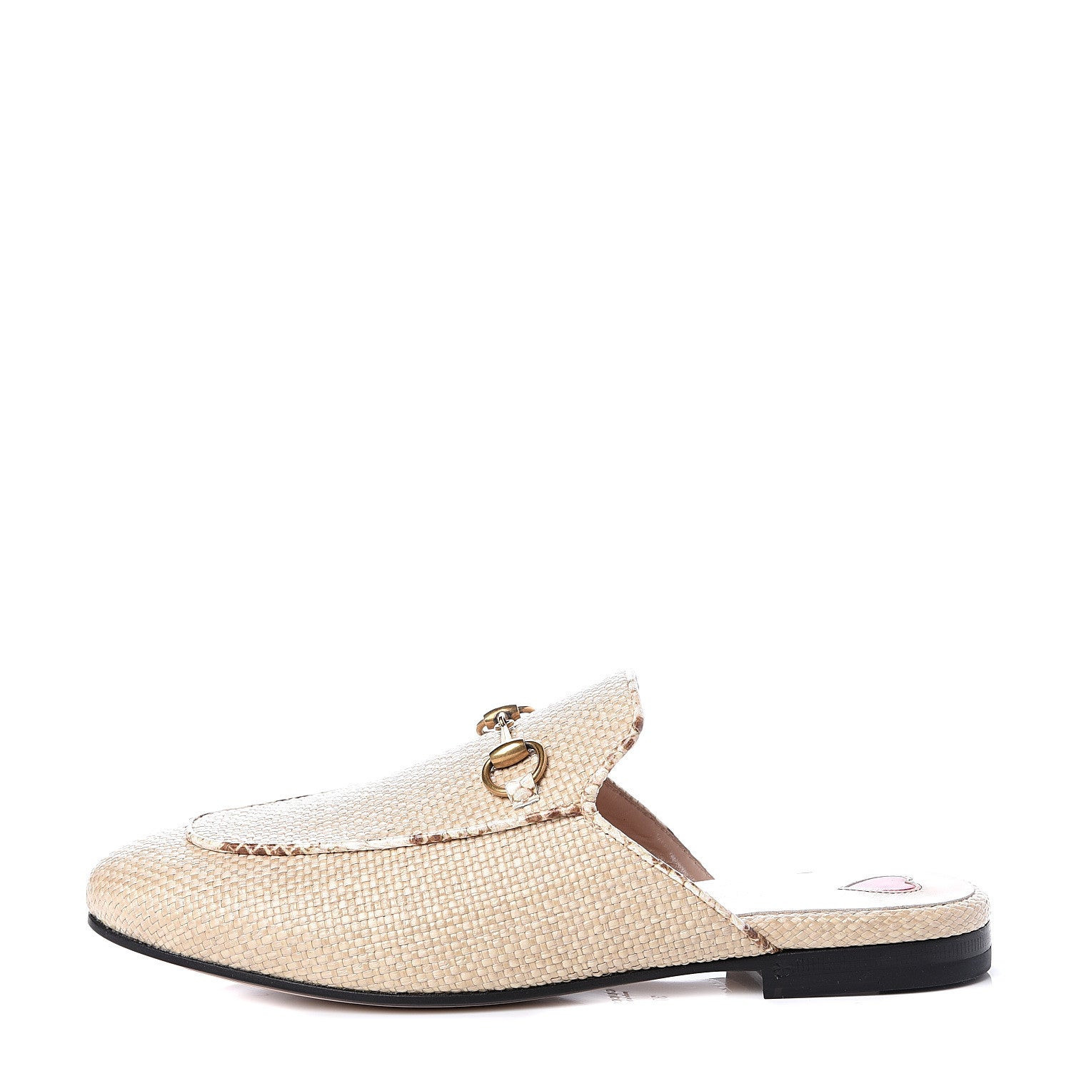 Gucci Straw Elaphe Womens Princetown Slippers 37.5 Natural 1 of 10