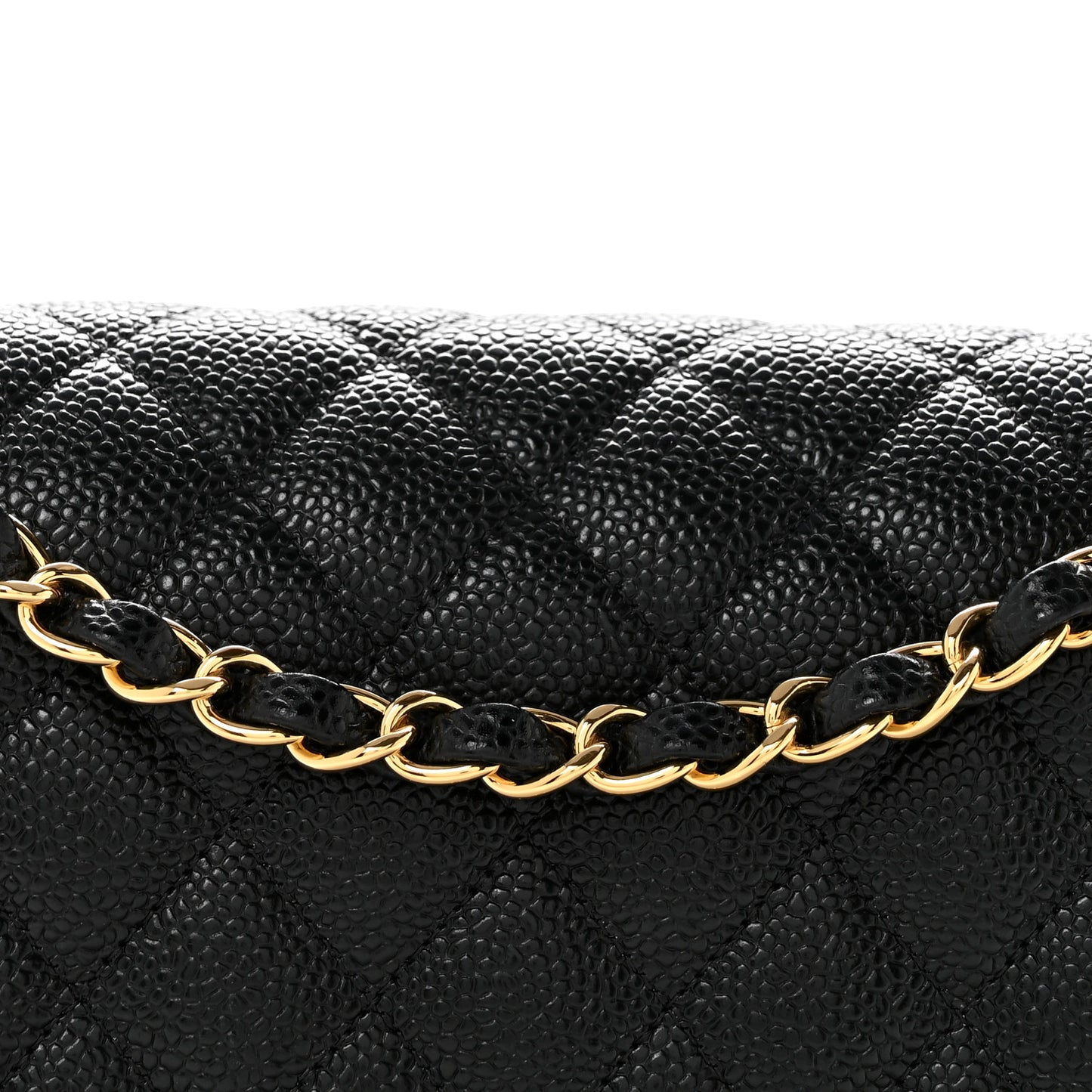Caviar Quilted Medium Double Flap Black