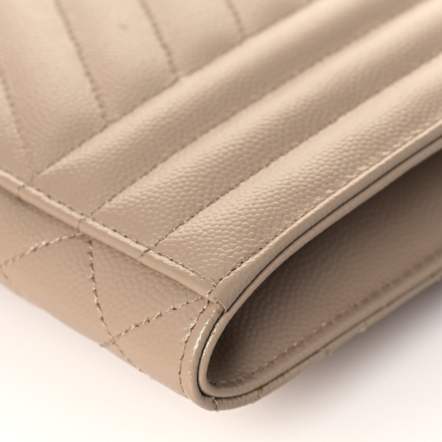 Grain De Poudre Textured Mixed Matelasse Triquilt Monogram Clutch Dark Beige