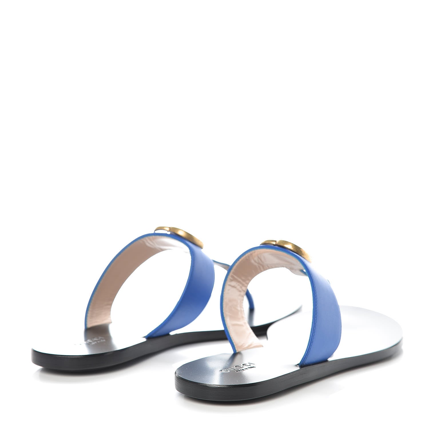 Gucci Calfskin GG Marmont Thong Sandals 37.5 Shiny Electric Blue 4 of 8