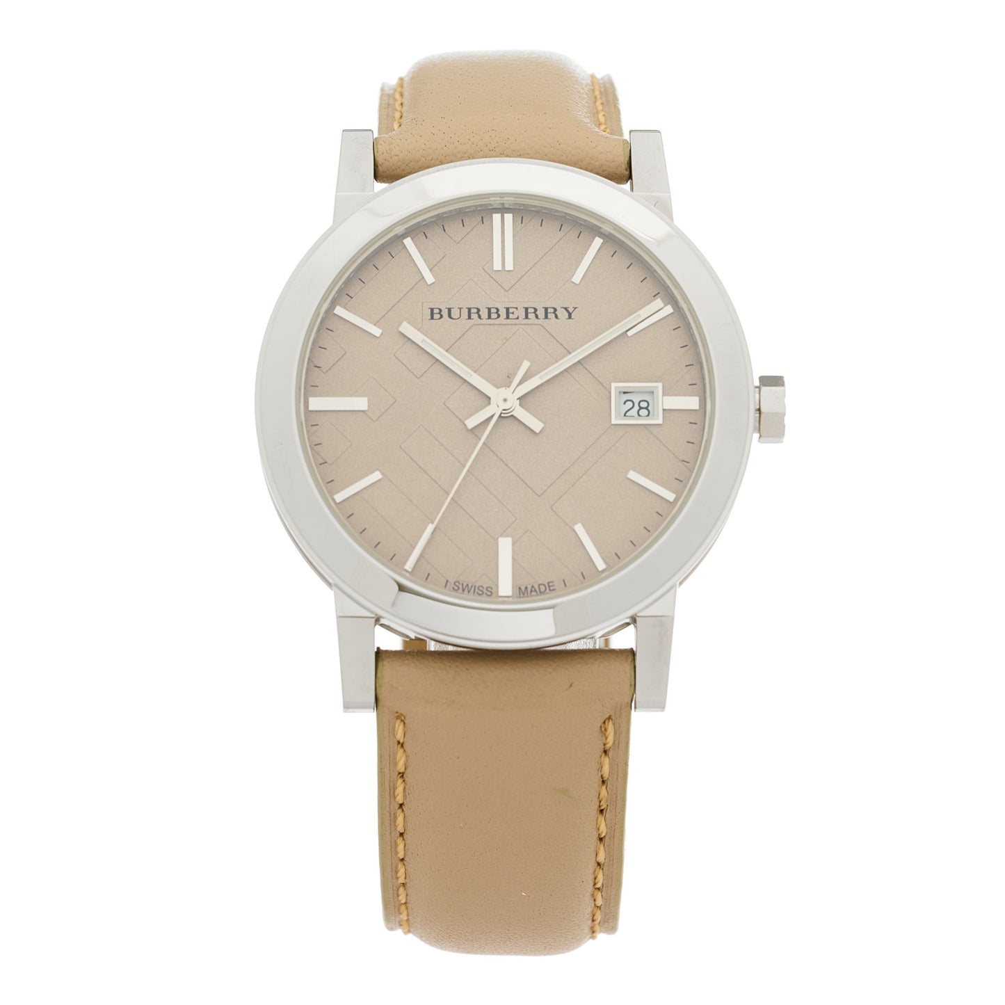 Stainless Steel Calfskin 38mm Heritage Quartz Watch Champagne BU9010