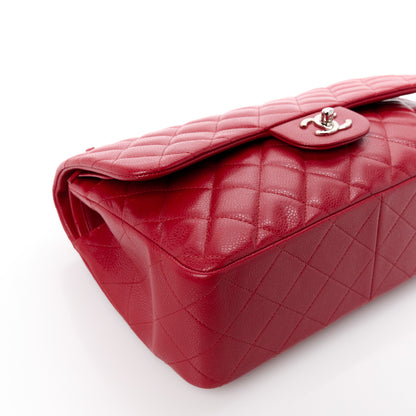 Chanel Caviar Quilted Jumbo Double Flap Red 15 of 15