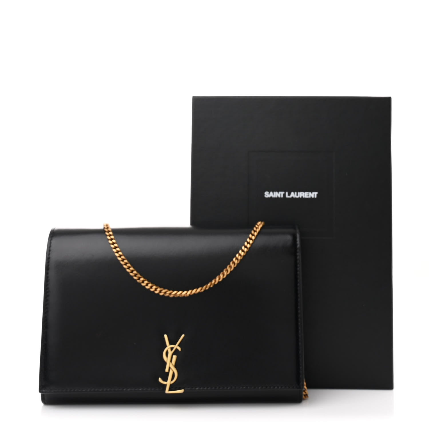 Saint Laurent Glossy Calfskin Monogram Chain Wallet Black 13 of 13