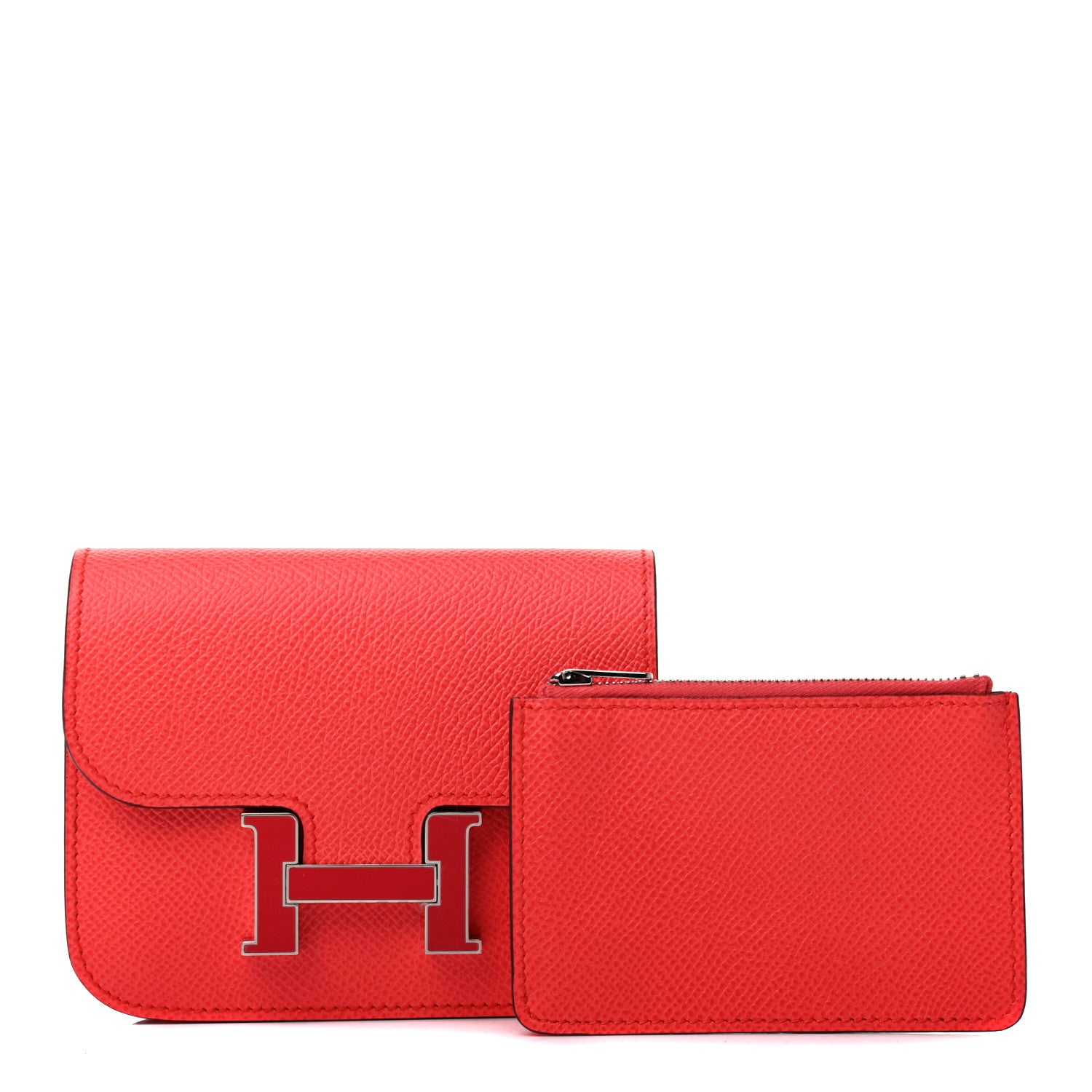 Hermes Epsom Enamel Constance Slim Wallet Rouge de Coeur Rubis 1 of 9