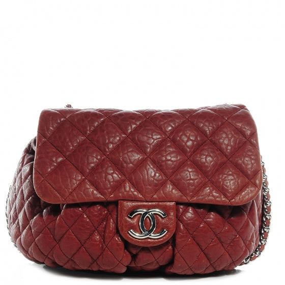 Chanel Washed Lambskin Chain Around Large Messenger Bag Burgundy 1 of 8