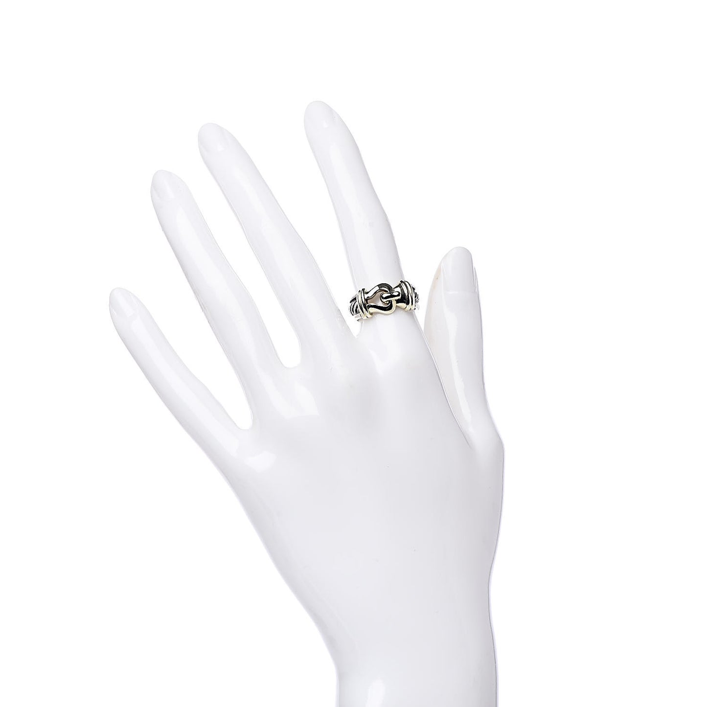 Sterling Silver 14K Yellow Gold Cable Hook Band Ring 51 5.75