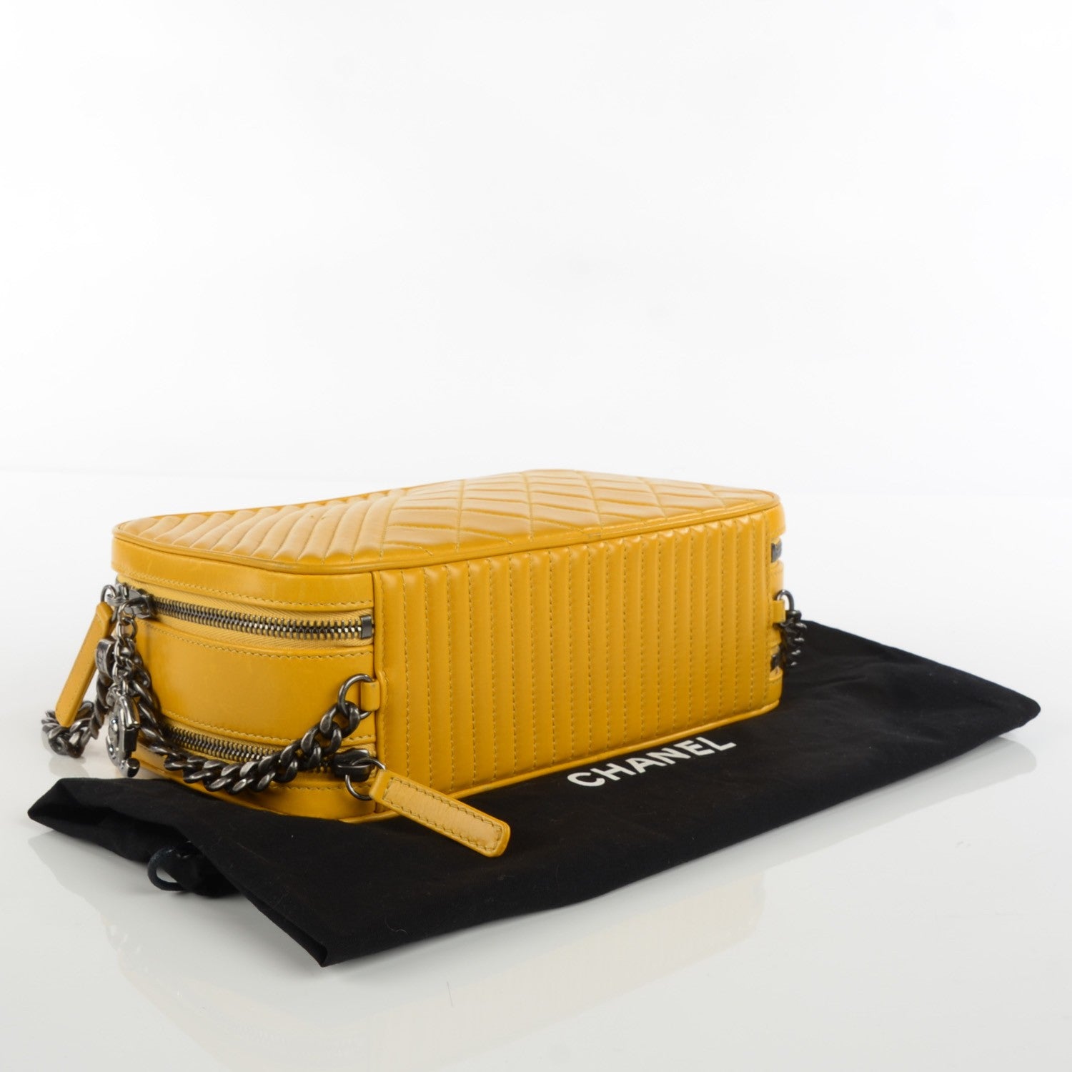 Chanel Glazed Calfskin Quilted Large Coco Boy Camera Bag Yellow 6 of 13