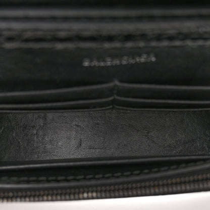 Balenciaga Shiny Calfskin Monochrome Crocodile Embossed Hourglass Chain Bag Black 5 of 9