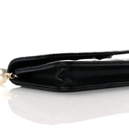 Chanel Calfskin Quilted Maxi Pearls Clutch With Chain Black 8 of 9