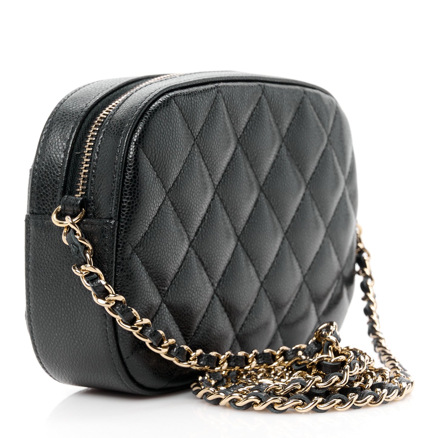 Caviar Quilted Chain Camera Bag Black