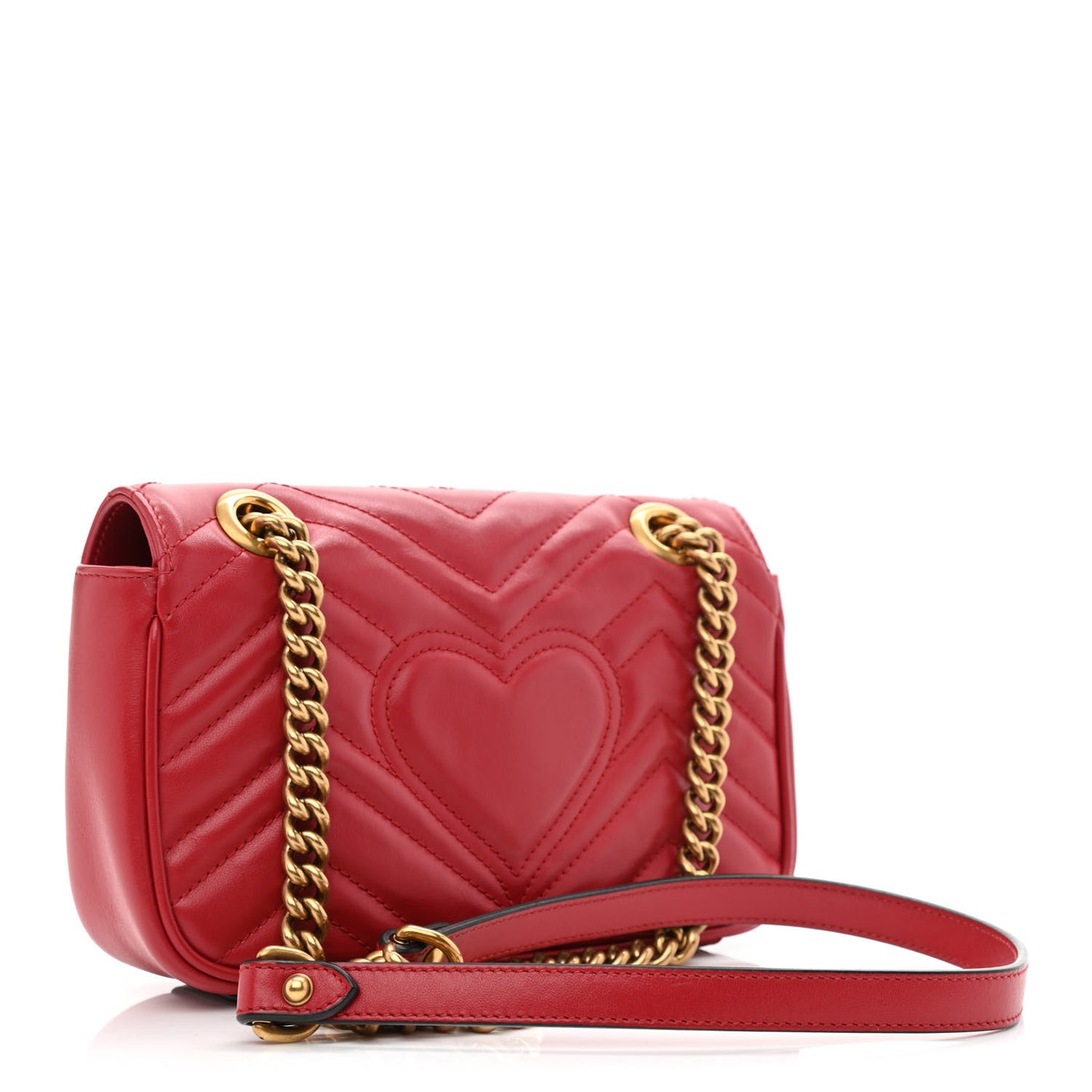 Calfskin Matelasse Mini GG Marmont Shoulder Bag Hibiscus Red
