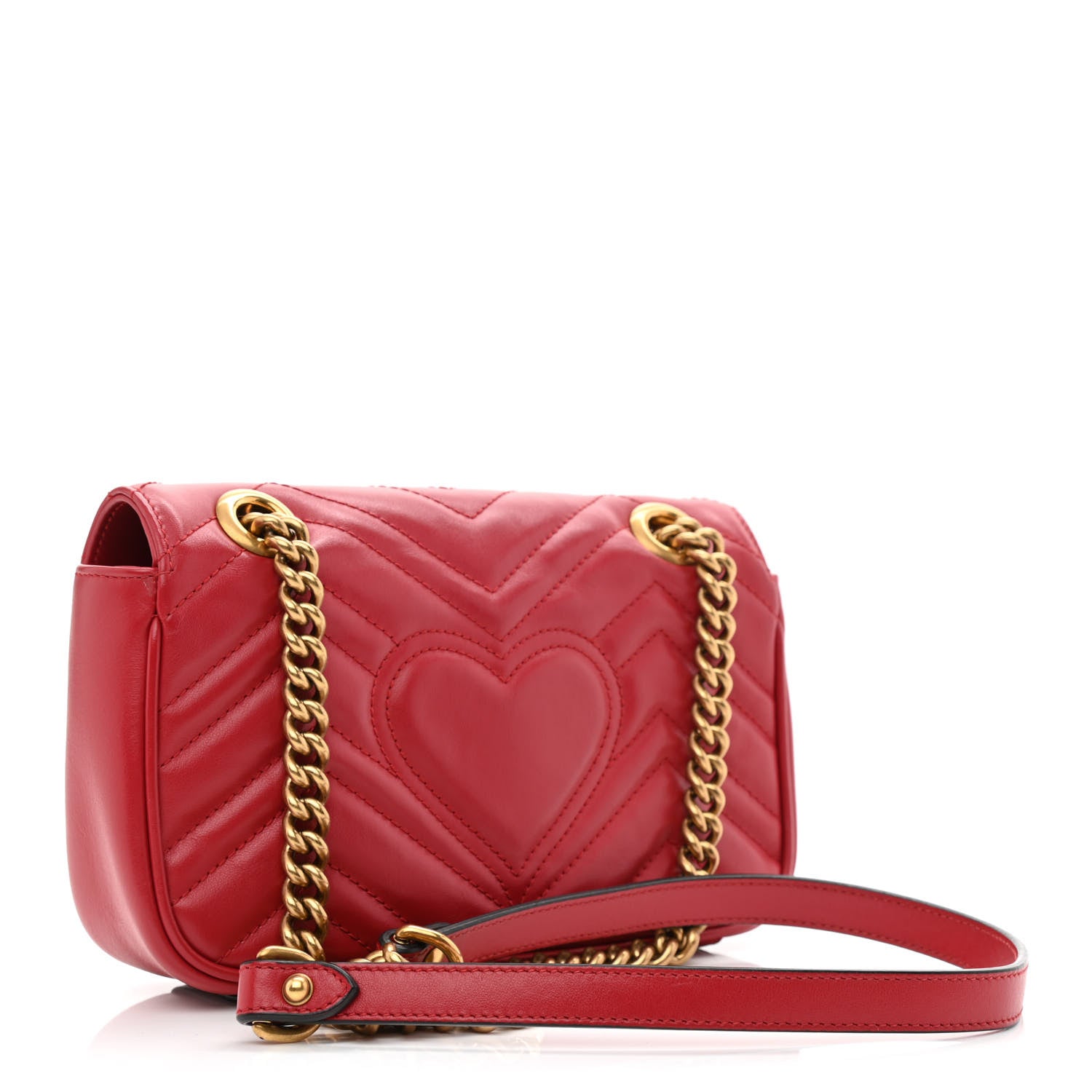 Gucci Calfskin Matelasse Mini GG Marmont Shoulder Bag Hibiscus Red 3 of 10