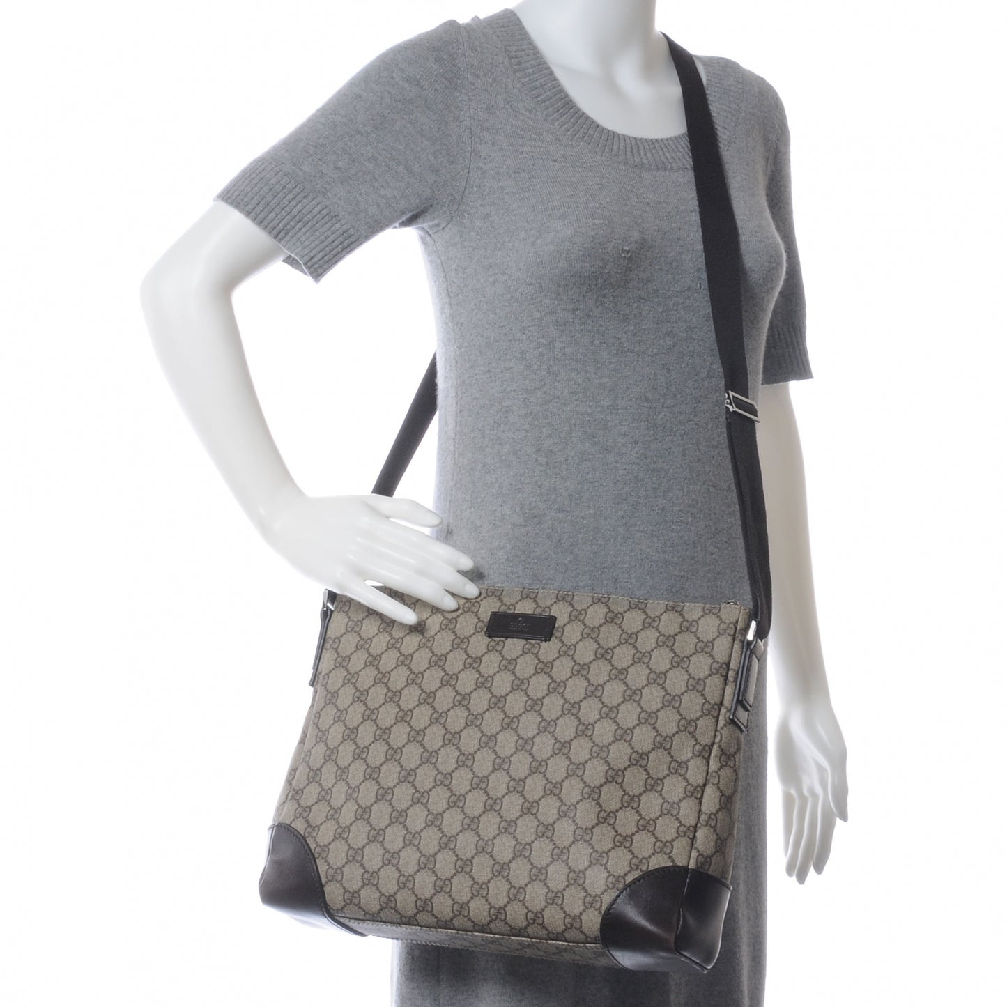 Denim Monogram Flat Messenger Bag Black