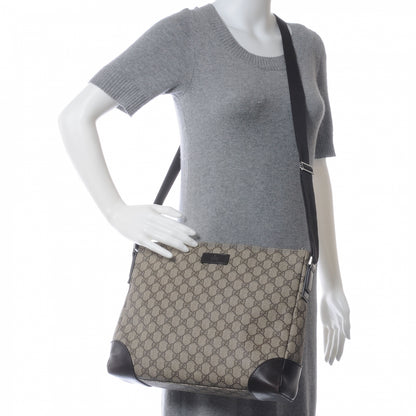Gucci Denim Monogram Flat Messenger Bag Black 2 of 10