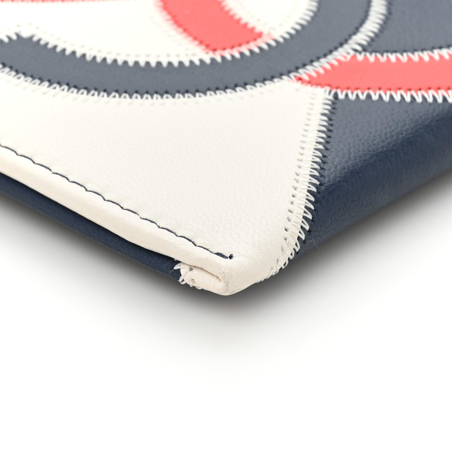 Lambskin CC Tassel Zip Pouch White Blue Red
