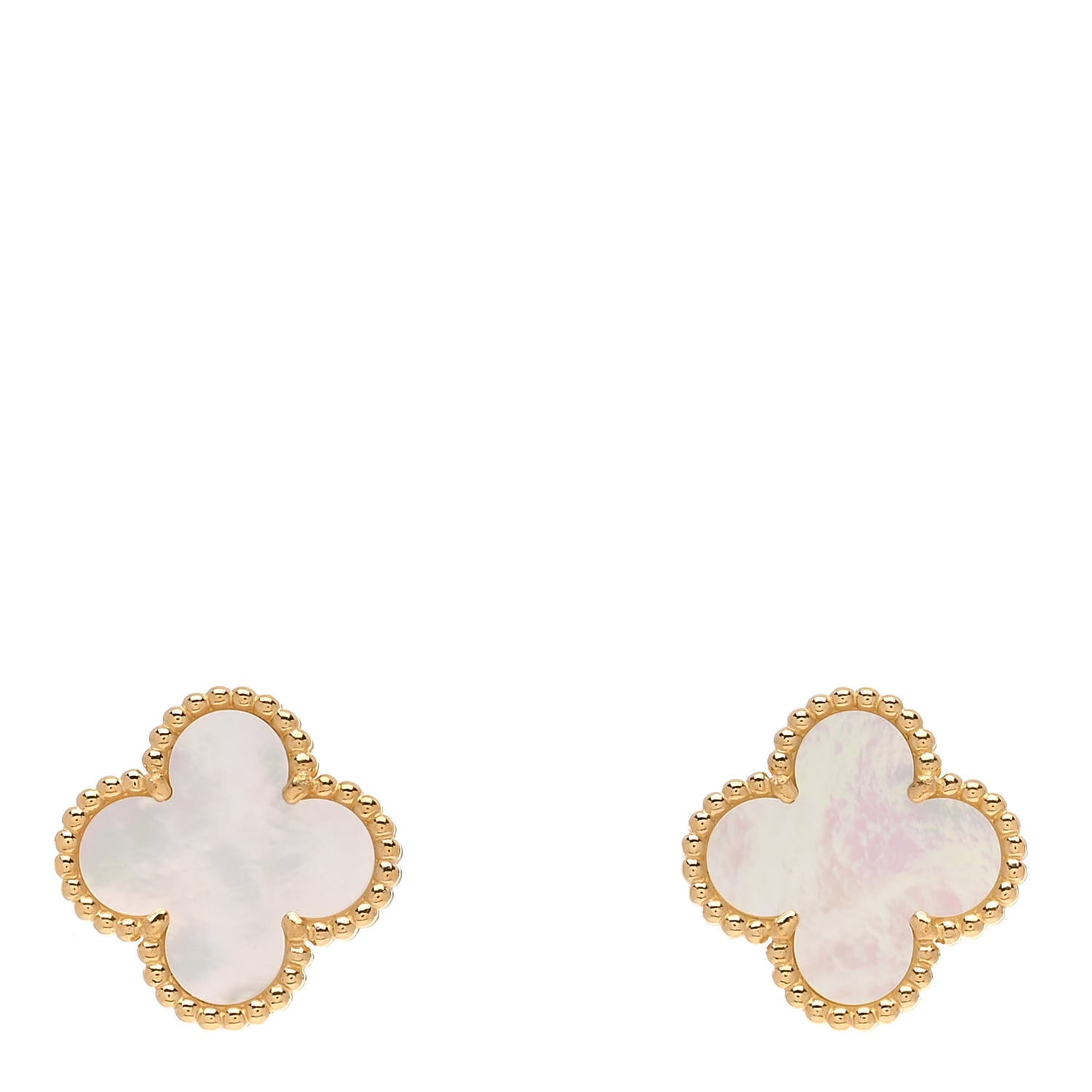 18K Yellow Gold Mother of Pearl Vintage Alhambra Earrings