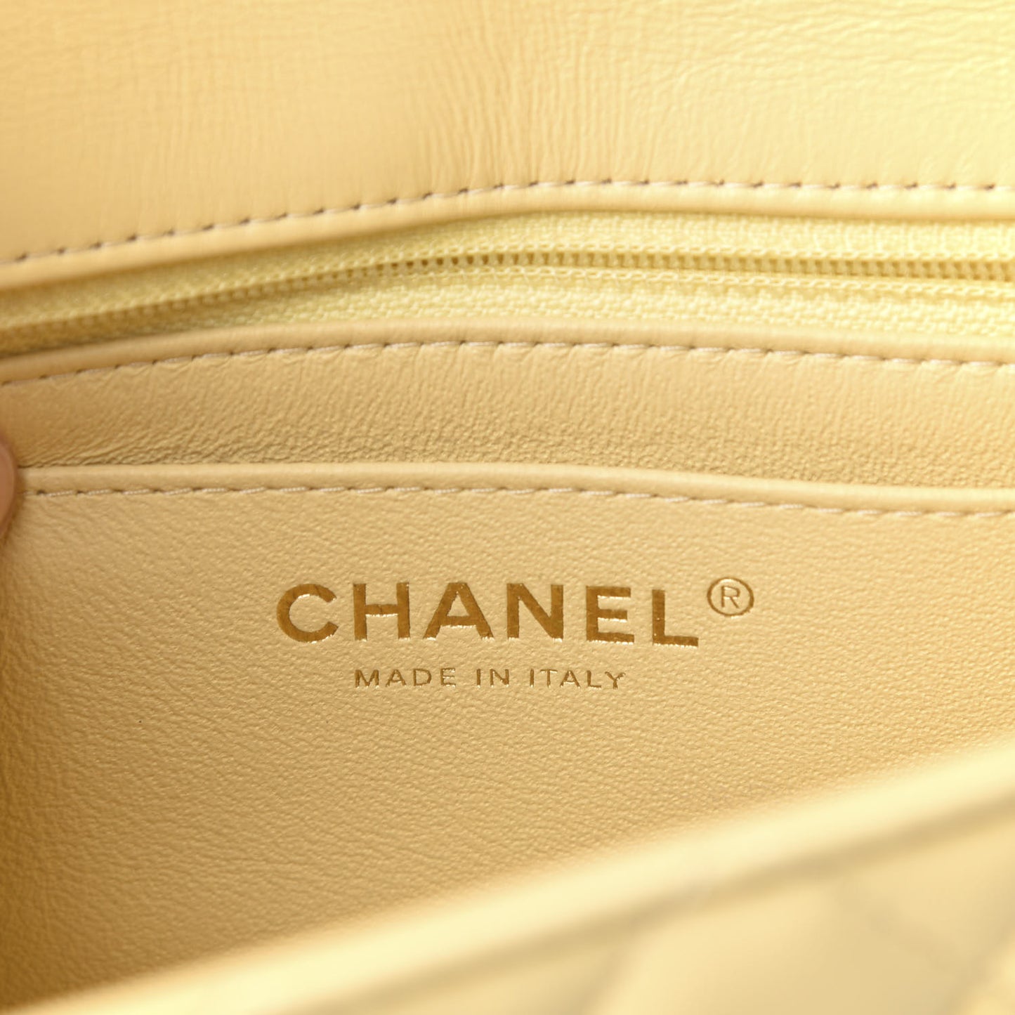 Lambskin Quilted Mini Rectangular Flap Light Yellow