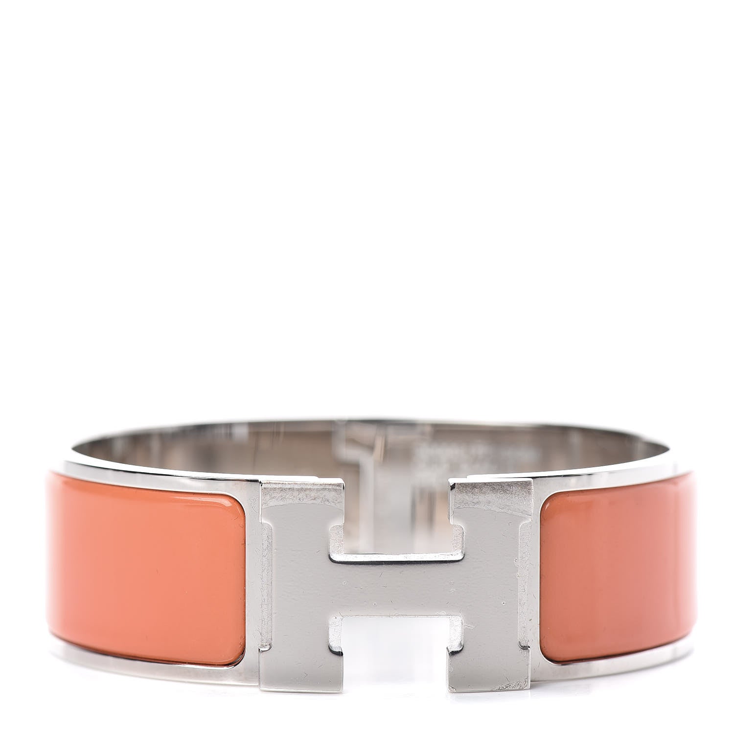 Hermes Enamel Wide Clic Clac H Bracelet GM Peach Melba 1 of 4