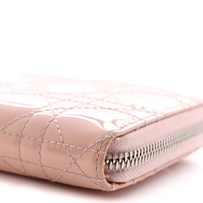 Christian Dior Patent Cannage Lady Dior Continental Zip Wallet Pink 12 of 15