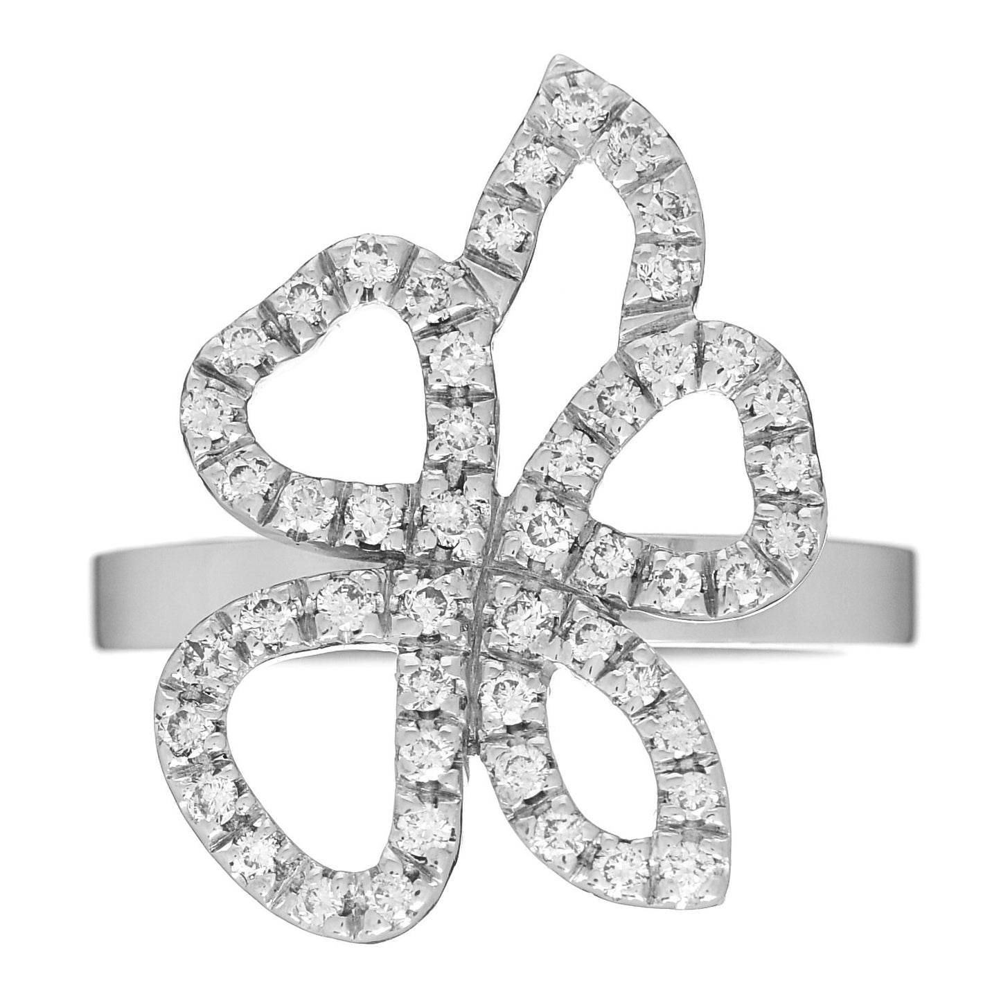 18K White Gold Diamond Flower Ring 49 4.75