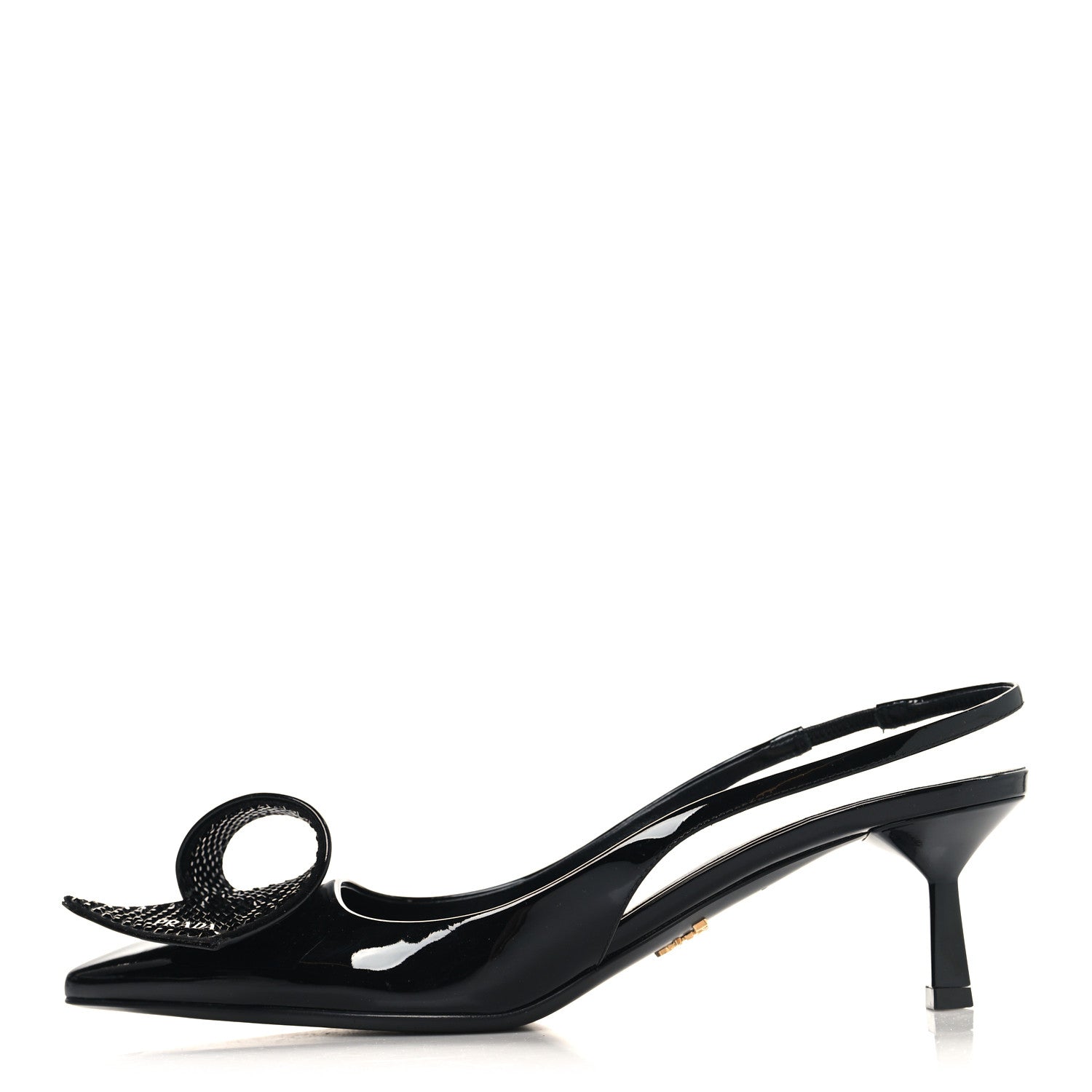 Prada Vernice Crystal Bow Slingback Pumps 39 Black 1 of 9