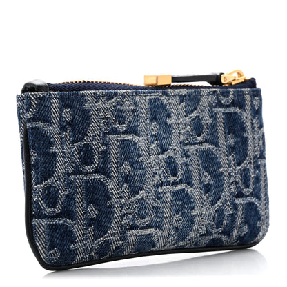 Christian Dior Denim Jacquard Oblique DiorTravel Myrte Zipped Key Case Blue 3 of 7
