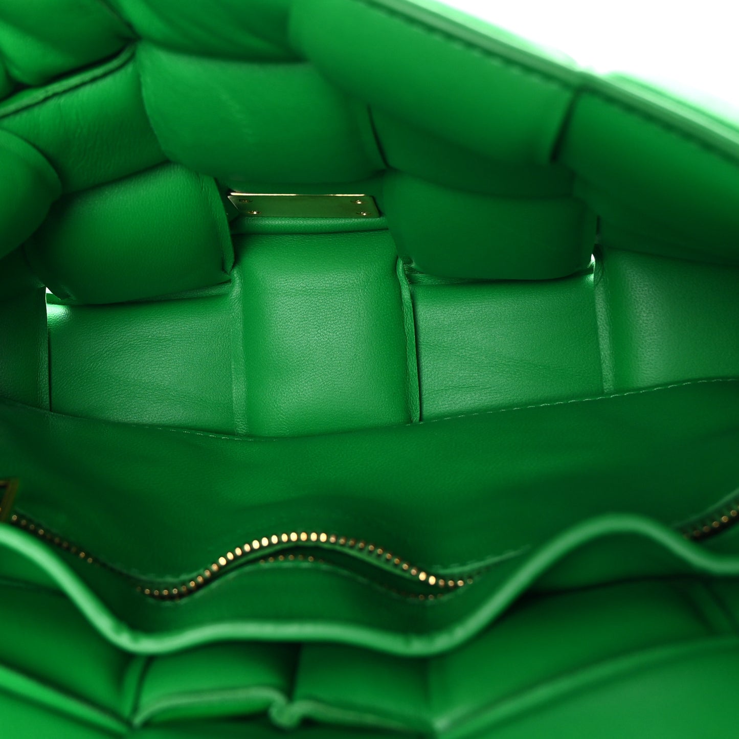Lambskin Maxi Intreccio Padded Chain Cassette Crossbody Bag Grass
