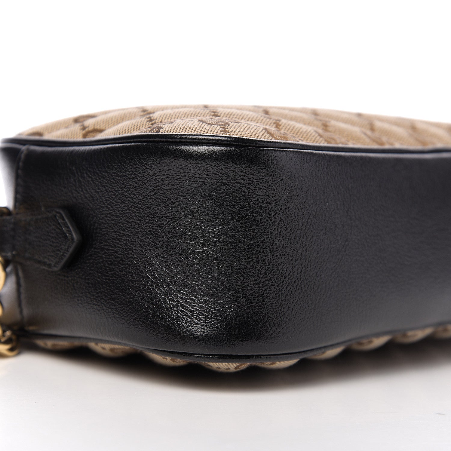 Gucci Monogram Matelasse Diagonal Small GG Marmont Chain Shoulder Bag Beige Black 7 of 10