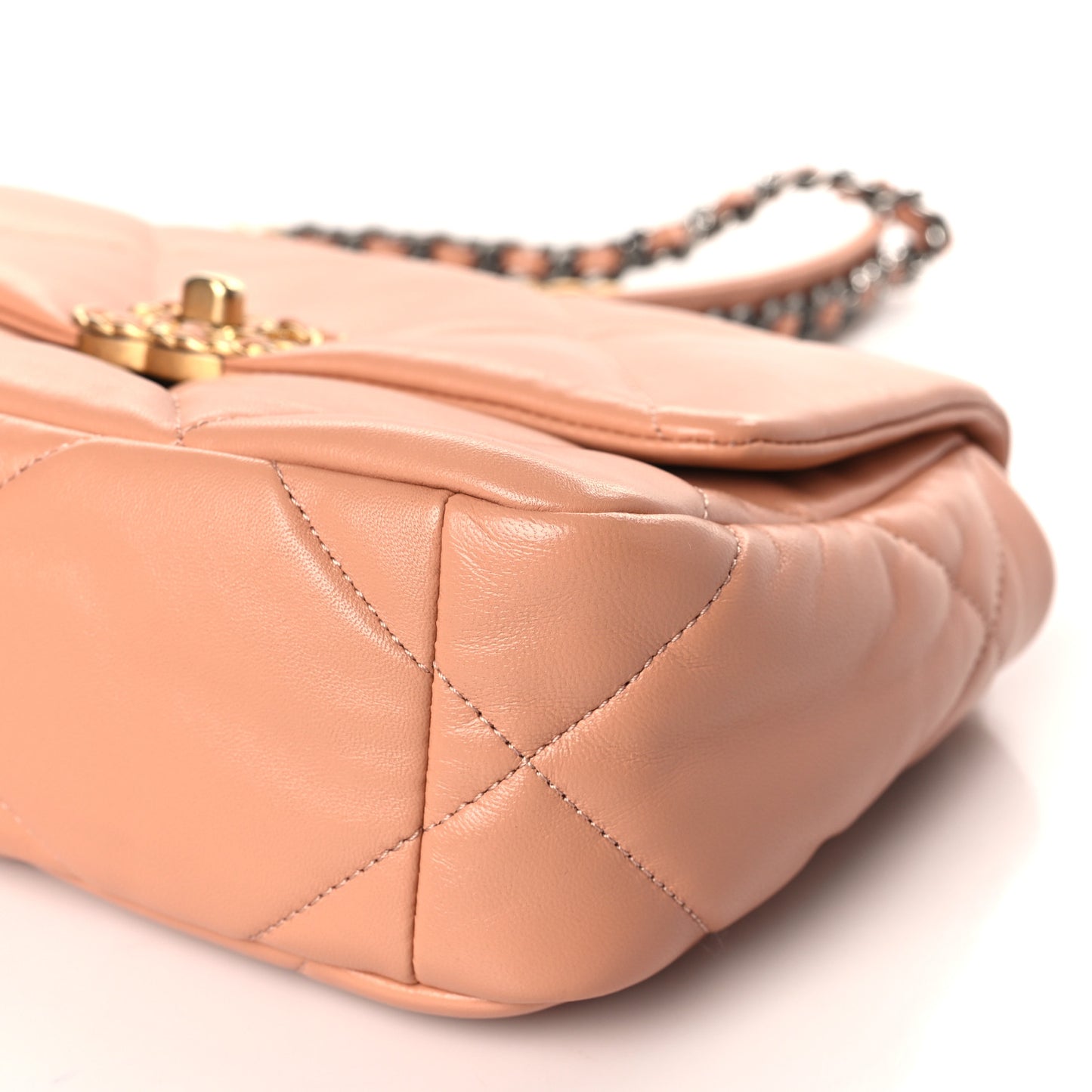 Lambskin Quilted Medium Chanel 19 Flap Light Orange