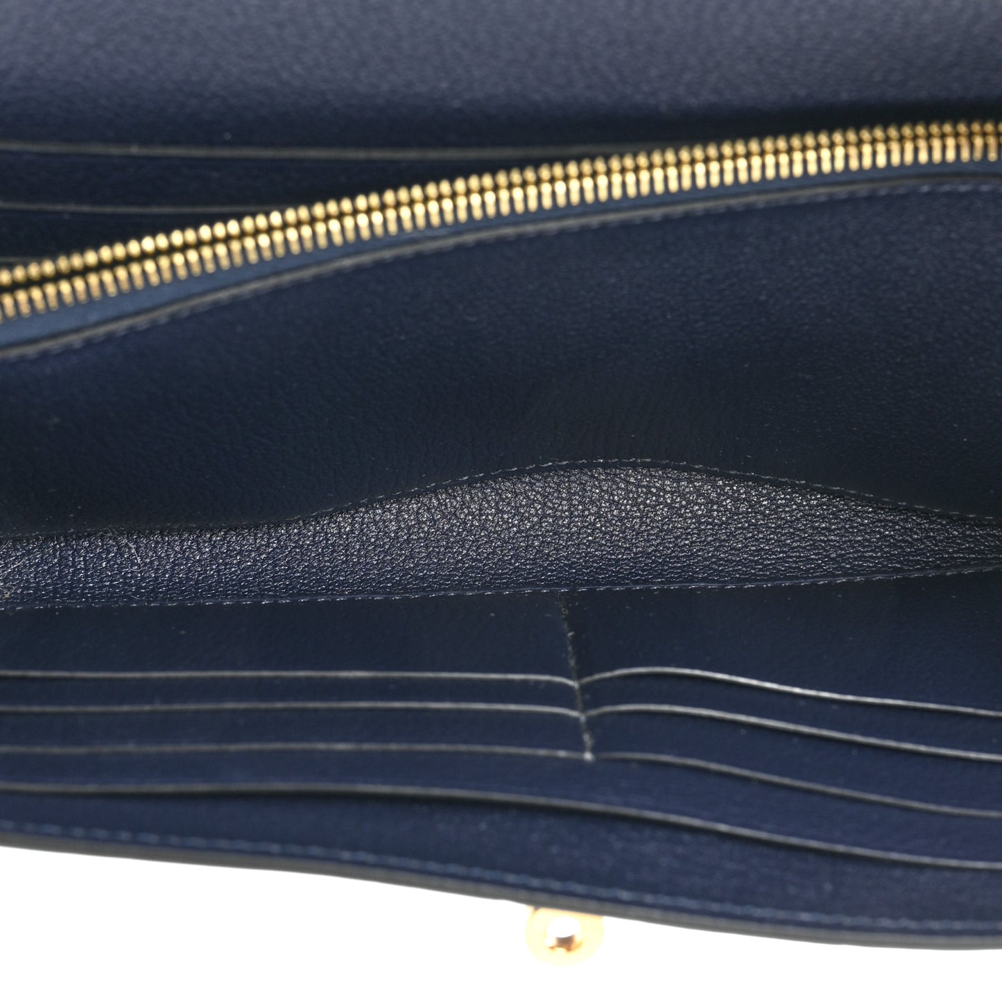 Ostrich Kelly Longue Wallet Bleu Iris