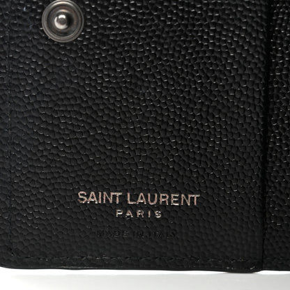Saint Laurent Grain De Poudre Matelasse Chevron Monogram Zipped Two-Part Wallet Black 7 of 9