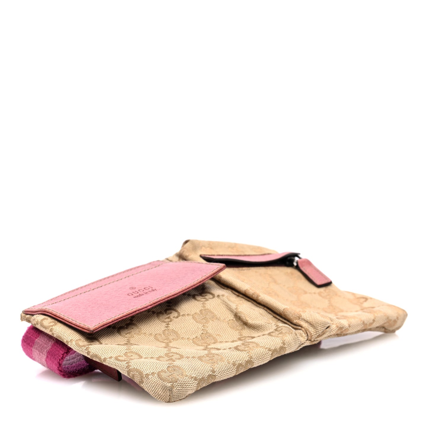 GG Monogram Web Double Pocket Belt Bag Pink