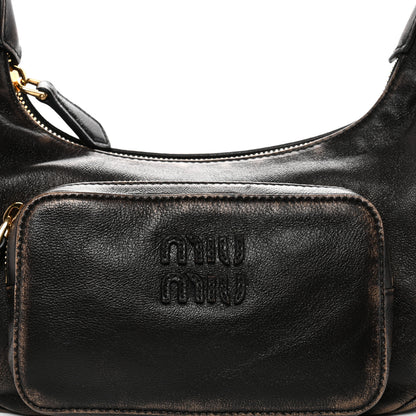 Miu Miu Distressed Nappa Pocket Bag Sand Coffee 7 of 9