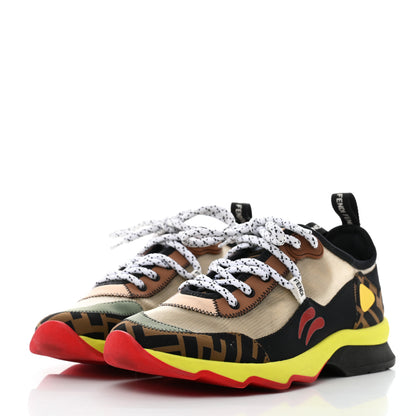 Fendi Technical Mesh Lycra FFreedom Patchwork Sneakers 38 Nude Tobacco Black 3 of 7