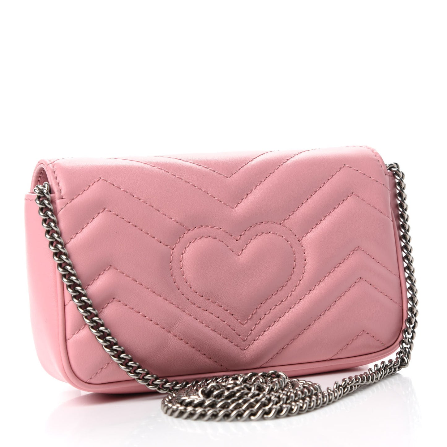 Calfskin Matelasse Super Mini GG Marmont Shoulder Bag Wild Rose