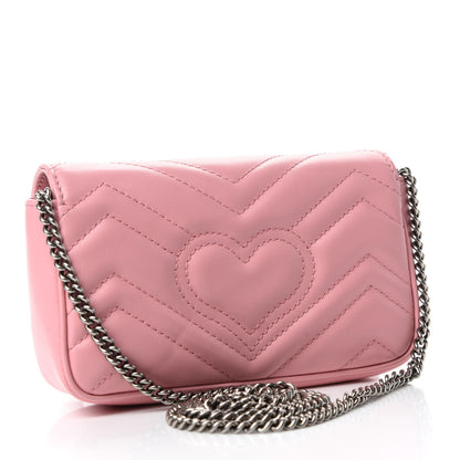 Gucci Calfskin Matelasse Super Mini GG Marmont Shoulder Bag Wild Rose 3 of 11
