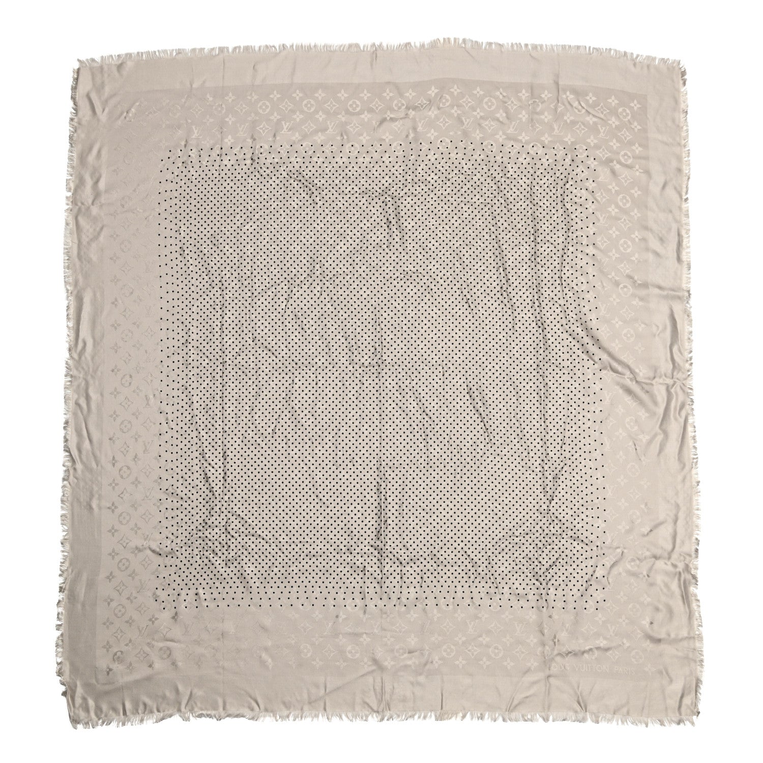 Louis Vuitton Silk Wool Monogram Polka Dot Shawl Grey 1 of 4
