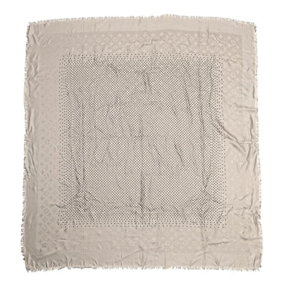 Louis Vuitton Silk Wool Monogram Polka Dot Shawl Grey 1 of 4