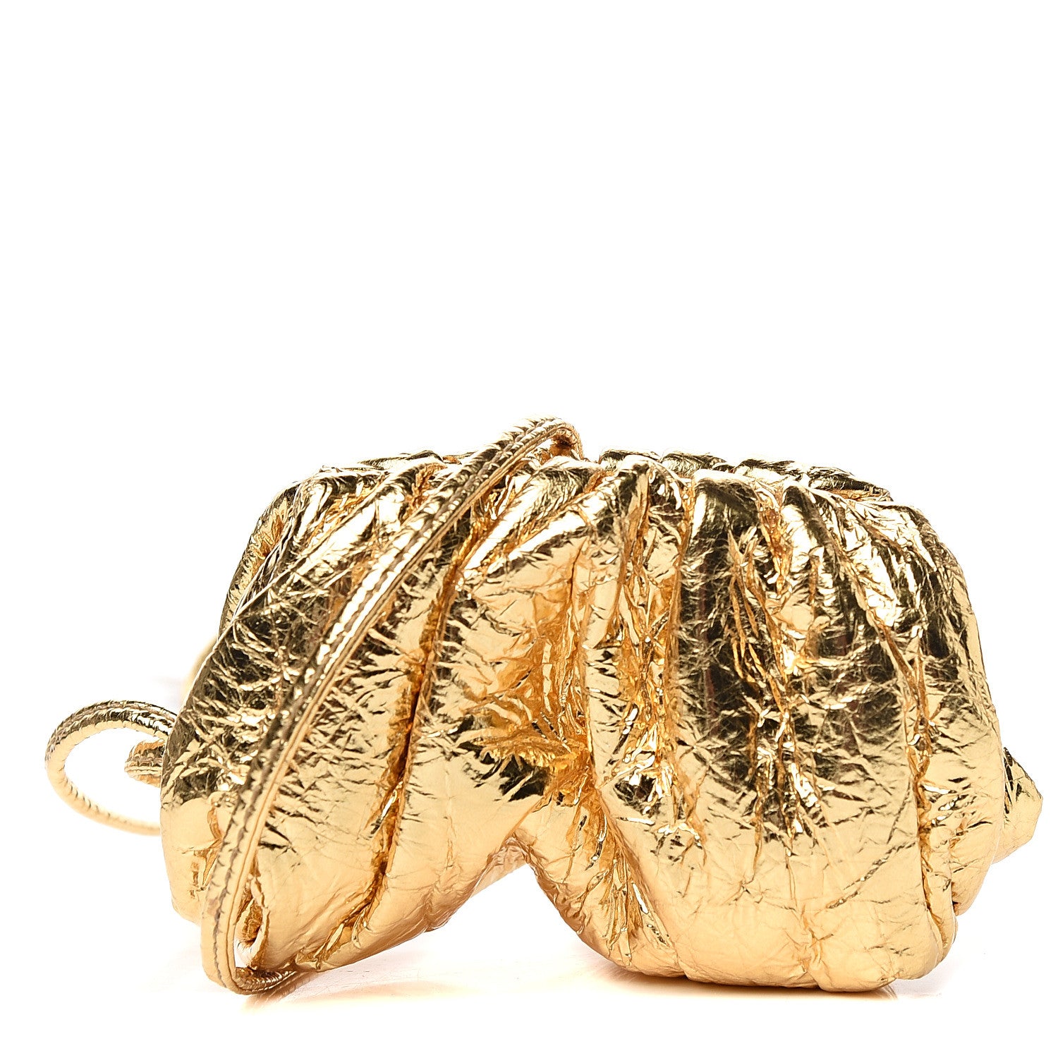 Bottega Veneta Metallic Crinkled Lambskin Coin Purse Oro 1 of 8