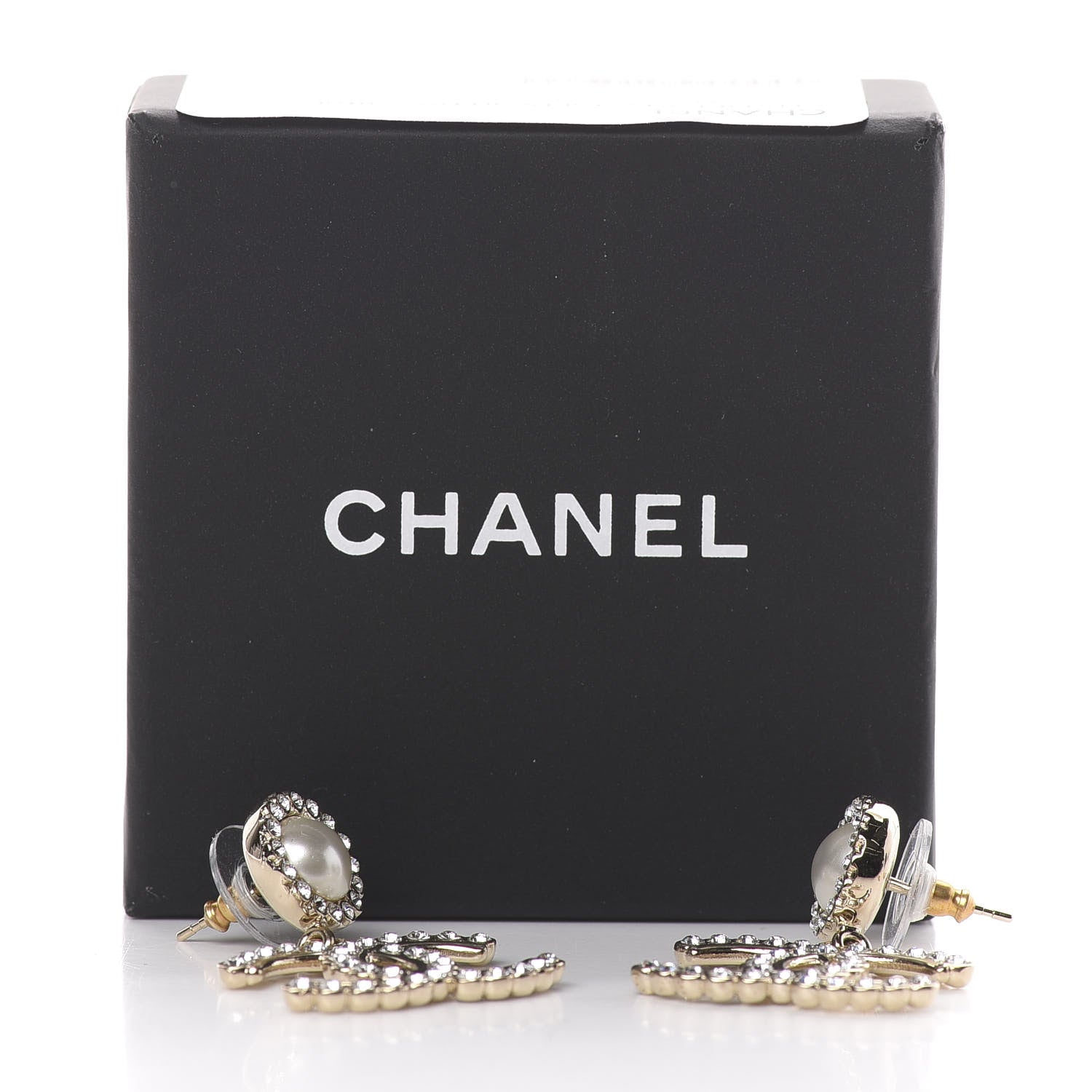 Chanel Crystal Pearl Bow-tiful CC Drop Earrings Gold 5 of 5